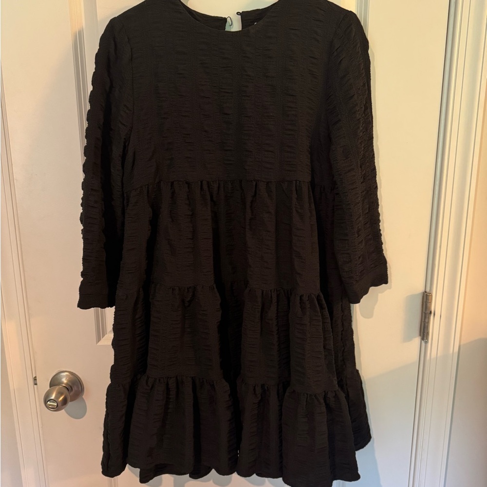 Zara Ruffle Black Dress